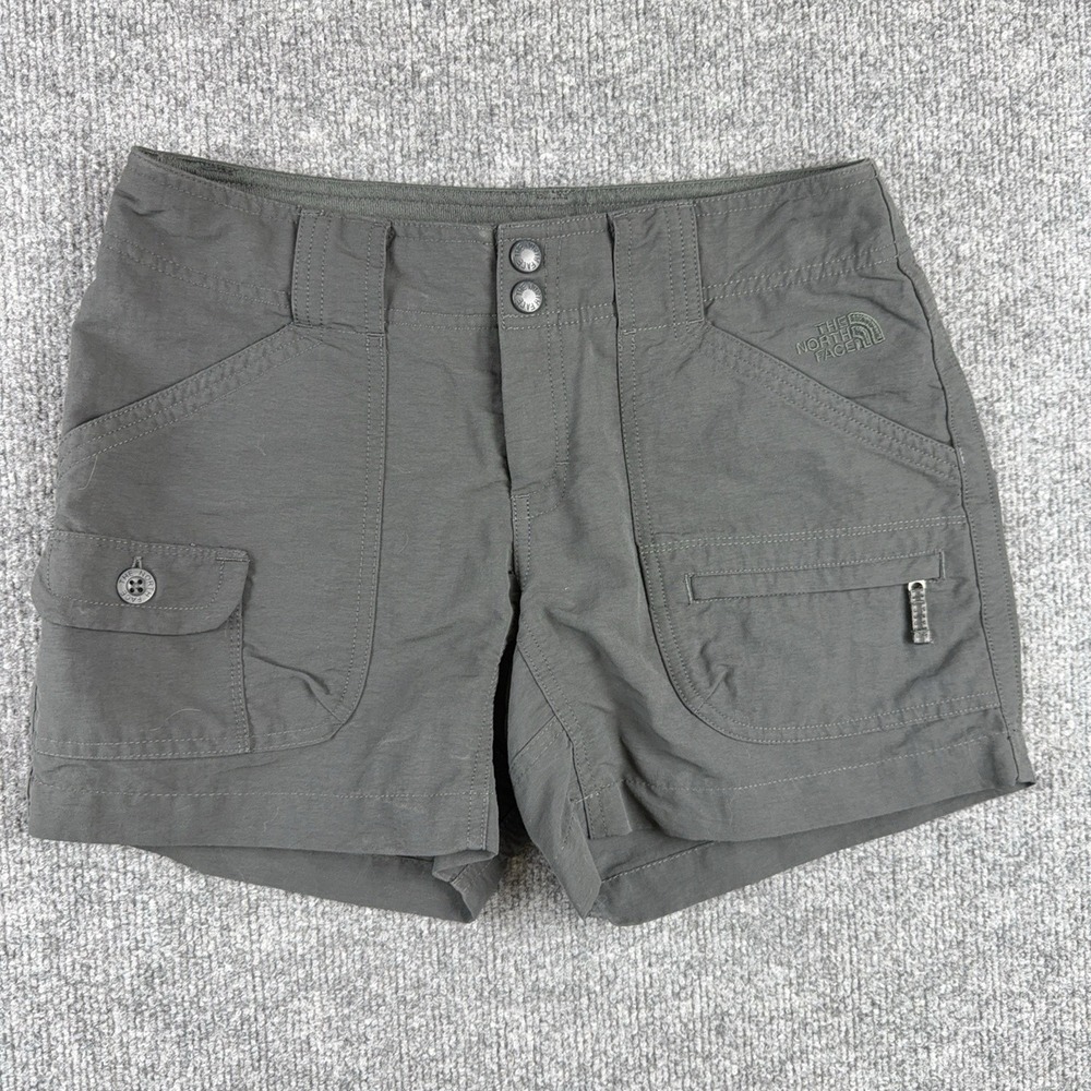 The North Face Shorts Womens 2 Gray Nylon Cargo Hiking Pockets Activewear Summer